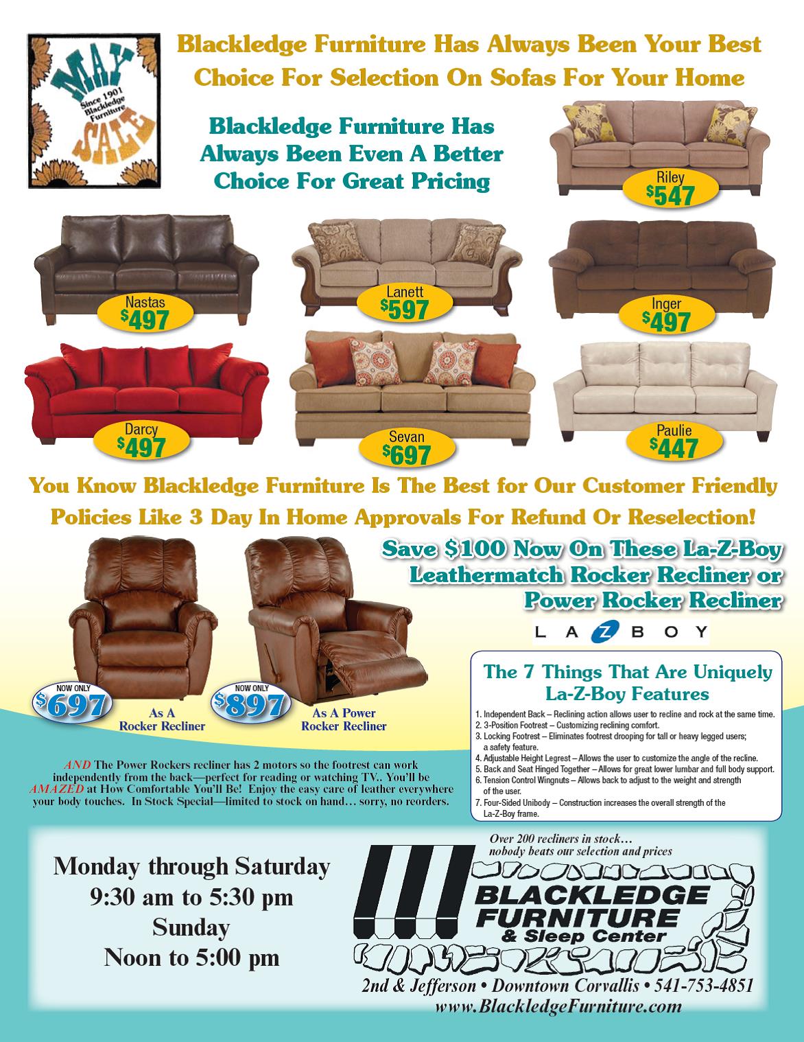 BLACKLEDGE FURNITURE BEST VALUE FOR FURNITURE, MATTRESSES, CARPETING